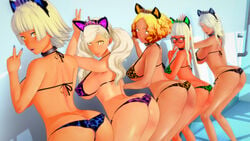 3d ann_takamaki bikini bimbo female_only gal gyaru gyaru_gal gyarufication gyarufied haru_okumura highres leopard_print leopard_print_bikini makoto_niijima netorare numbersguy persona persona_5 sae_niijima sakura_futaba swimsuit