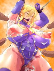 1girls 5boys angry arm_warmers armpit armpits arms_above_head armwear artoria_pendragon artoria_pendragon_(all) artoria_pendragon_(fate) artoria_pendragon_(lancer) ball_gag big_breasts big_thighs blonde_hair blue_arm_warmers blue_armwear blue_leotard blue_stockings blue_thigh_highs blue_thighhighs bondage braid braided_hair breasts chained chains cum cum_in_armpit cum_on_armpit cum_on_body cumming cumming_together cumshot curvaceous curved_penis curvy curvy_female curvy_figure dark-skinned_male dark_penis dark_skin disembodied_penis disembodied_penises drool drooling ejaculating_cum ejaculation embarrassed embarrassment erect_nipples erect_penis erection exposed_breasts exposed_nipples exposed_penis fate/grand_order fate/stay_night fate/zero fate_(series) female gag hair_bun intercrural leotard leotard_pull long_hair long_penis looking_down musclegut nipple_bulge nipples offscreen_character offscreen_male open_mouth orange_background orgasm orgasm_without_stimulation orgy ozaki_(artist) penis penis_between_thighs penis_out penises_everywhere pink_nipples psyozaki red_ball_gag restrained restrained_arms restrained_wrists restraints saliva semen semen_on_body skin_tight skin_tight_suit skintight skintight_suit steam steaming steaming_body steamy steamy_breath stockings sweat sweatdrop sweaty sweaty_breasts sweaty_thighs thick_penis thick_thighs thigh_highs thighhighs thighs tied_hair tight_clothing tight_fit veiny_penis visible_breath visible_nipples voluptuous yellow_eyes