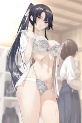 black_hair hiiragi_yuuichi lingerie long_hair looking_at_viewer tagme