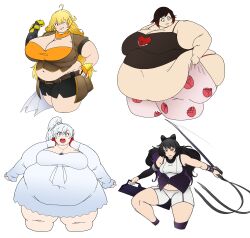 bbw blake_belladonna breasts fat female huge_breasts jotunthewriter morbidly_obese obese overweight ruby_rose ssbbw weiss_schnee yang_xiao_long