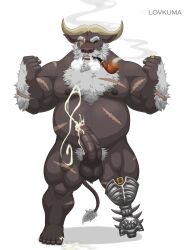 absurd_res ahab_(tas) amputee anthro arm_hair balls beard big_penis bodily_fluids body_hair bovid bovine bulge cape_buffalo chest_hair cum disability ejaculation erection facial_hair foreskin genital_fluids genitals hi_res horn lifewonders lovkuma male male_focus mammal moustache muscular muscular_anthro muscular_male nipple_outline nipples pegleg penis pipe prosthetic prosthetic_leg prosthetic_limb pubes sailor scar smoking solo tokyo_afterschool_summoners uncircumcised vein veiny_penis
