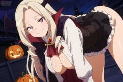 ai_generated bare_thighs big_ass big_butt blonde_hair boku_no_hero_academia breasts eroero_waifus fat_ass female giantess gigantic_ass gigantic_breasts halloween huge_breasts huge_thighs light-skinned_female light_skin long_hair looking_at_viewer massive_ass massive_breasts mount_lady my_hero_academia panties purple_eyes smiling solo_female squatting sweat sweatdrop thick_body thick_female thick_thighs thighs vampire vampire_girl voluptuous voluptuous_female yuu_takeyama
