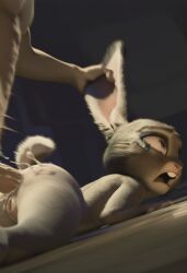 3d ai_generated anal_cumshot anal_sex bunny_girl cum_inside doggy_style ear_pull female forced human_on_anthro interspecies judy_hopps nude_anthro nude_furry rape tears waifuamender zootopia