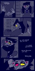 anonymous_female artist_request comic comic_page deltarune deltarune_chapter_2 english_dialogue english_text female garter_straps hands_on_legs inanimate larger_female leg_grab male missionary_position puppet pussy self_insert small_dom_big_sub smaller_male source_request spamton_g_spamton strap-on strapon vaginal_penetration vvondermoon y/n