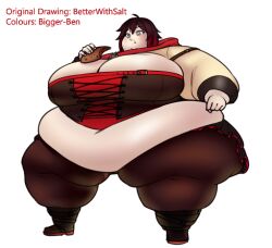 bbw better_with_salt bigger-ben breasts fat female huge_breasts obese overweight ruby_rose rwby thick_thighs