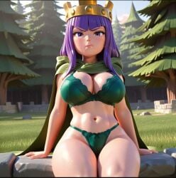 1girls 3d 3d_(artwork) 3d_artwork absurd_res absurd_resolution absurdres ai_generated angry angry_expression angry_eyes angry_face archer_queen_(clash_of_clans) archer_queen_(clash_royale) artist_request athletic athletic_body athletic_female belly belly_button big_ass big_breasts big_butt blush blushed_face blushing_at_viewer blushing_female breasts brick_wall busty busty_female busty_girl cape clash_(series) clash_of_clans clash_royale closed_mouth crown curvaceous curvaceous_female curvaceous_figure curvy curvy_body curvy_female curvy_figure curvy_hips cute cute_female female female_only female_solo forest forest_background front_view grass grass_field green_cape hi_res high_quality high_resolution highres huge_breasts large_breasts legs long_hair looking_at_viewer purple_eyes purple_hair seductive seductive_body sitting sitting_down sitting_on_wall six_pack slim_waist small_waist solo_female supercell supercell_(company) thick_thighs thighs thin_waist tree trees wall wall_(structure)