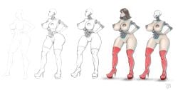 1girls absurd_res absurdres android breasts brown_hair busty commission cybernetic cybernetics delly female female_only full-length_portrait full_length gynoid gynoid_(the_animatrix) line_art long_hair mechabare mechanical pussy robot robot_girl robotic robotic_reveal side-view sketch solo the_animatrix the_matrix thick_hips thick_thighs vagina voluptuous