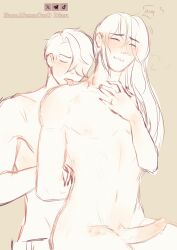 2boys black_nails blush brawl_stars dick duo edgar_(brawl_stars) emo emo_boy emo_hair excited fang_(brawl_stars) gay long_hair male male_only penetration penis sex short_hair simple_background simple_coloring supercell tongue tongue_out