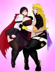 bbw breasts female huge_breasts m-a-v-e-r-i-c-k morbidly_obese ruby_rose sisters thick_thighs yang_xiao_long