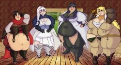 bbw blake_belladonna blake_belladonna_(atlas) boots breasts elbow_gloves fat female gloves high_heel_boots high_heels huge_belly huge_breasts long_gloves morbidly_obese rooster_teeth ruby_rose ruby_rose_(atlas) rwby theroundartist thick_thighs viz_media weiss_schnee weiss_schnee_(atlas) yang_xiao_long yang_xiao_long_(atlas)