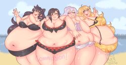 bbw beach bikini blake_belladonna fat kitkatoi morbidly_obese obese overweight ruby_rose ssbbw weiss_schnee yang_xiao_long