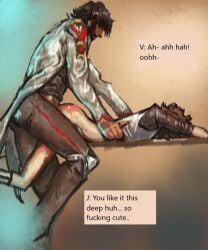 1cuntboy 2boys 2d_(artwork) academy arcane arcane_jayce arcane_viktor balls_deep bending_over bent_over bent_over_table bigger_male bigger_penetrating_smaller black_hair books breeding brown_hair clitoral_hood clitoral_stimulation clitoris clothed_sex clothing cock color colored cum_in_ass cuntboy cuntboy/male cuntboy_focus cuntboy_penetrated cuntboysub daddy_and_twink dark-skinned_male dark_skin desk desk_sex desktop dialogue digital disabled_male erotic fully_clothed gay hand_on_back holding_down intersex jayce_talis jayvik league_of_legends legs_apart legs_spread legs_up light-skinned_male looking_at_another looking_at_partner looking_pleasured male male_only masculine_gay masculine_male masculine_man missionary_position missionary_sex moaning moaning_in_pleasure moaning_loud muscular muscular_male naked naked_male nude nude_male pale-skinned_male pale_skin pants pants_down partially_clothed penis romantic romantic_couple romantic_sex school shirt_lift size_difference skinny_male smaller_male smaller_penetrated suit_and_tie suit_jacket tan_skin thrusting_into_ass trans_man transgender transgender_man transmasc twink vaginal_sex viktor_(league_of_legends) yaoi