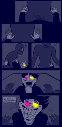 anonymous_female artist_request comic comic_page deltarune deltarune_chapter_2 english_dialogue english_text female garter_straps hands_on_hips inanimate larger_female male malesub penis puppet pussy riding riding_dildo riding_penis self_insert smaller_male source_request spamton_g_spamton startled strap-on strapon vaginal_penetration vvondermoon y/n