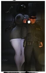1boy 1girls 3d 3d_(artwork) 3d_model android android_girl big_breasts blender breasts censor_bar censored_eyes censored_identity curvy curvy_female curvy_figure dark_(theme) female flashlight grey_body grey_nipples hoodie horror horror_(theme) humanoid larger_female male maxsterbrge monster monster_girl muscular muscular_female night no_bra no_panties original original_character pixelated robot robot_girl robot_girl_(maxsterbrge) robot_humanoid robotic_arm screen_face shy size_difference socks taller_female thighhighs