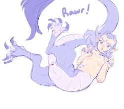 ao_bing ao_bing_(nezha_2019) blowflybunny blue_hair claws cloaca cuntboy dragon furry grubsich horns humanoid intersex male morguebuddy ne_zha_(films) reptile