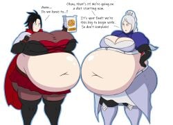 bbw breasts fat female huge_belly huge_breasts mizz-britt obese overweight ruby_rose weiss_schnee