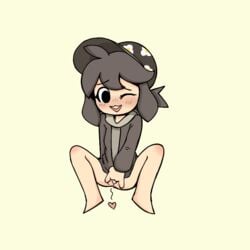 artist_request bottomless brown_hair female_masturbation hat masturbating masturbation real_person temmie_chang twitch twitch.tv undertale virtual_youtuber youtube youtuber