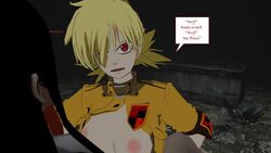 1futa 1girls 3d breasts dark-skinned_female dark_skin dialogue duo female futa_focus futa_on_female futanari hellsing hellsing_ultimate koumori light-skinned_futanari light_skin nipples pale_skin red_eyes seras_victoria simple_smut solo_focus source_filmmaker text text_bubble vampire vampire_girl