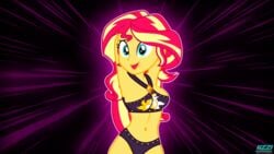 1girls accurate_art_style animated armpits arms_behind_head arms_up big_breasts bikini bouncing_breasts breasts correct_artstyle dancing equestria_girls female female_only friendship_is_magic gif happy hasbro hip_sway hips large_breasts me!me!me!_dance meme my_little_pony navel open_mouth solo solo_female sunset_shimmer swaying_breasts swimsuit swinging_breasts uzzi-ponydubberx