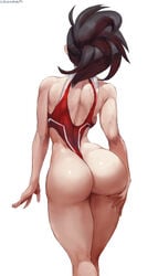 1girls absurd_res artist_signature ass ass_focus back_view backless_swimsuit bare_shoulders big_ass black_hair bubble_butt cutesexyrobutts edit favorite female female_focus female_human female_only fit_female from_behind hand_on_ass hi_res hourglass_figure huge_ass human leotard light-skinned_female light_skin long_hair momo_yaoyorozu my_hero_academia one-piece_swimsuit open_clothes partially_clothed partially_nude plump_ass ponytail red_one-piece_swimsuit red_swimsuit revealing_clothes shounen_jump sling_bikini standing swimsuit thick_ass thick_thighs thighs thin_waist tied_hair tight tight_clothing tight_fit upscaled watermark wedgie white_background wide_hips