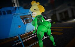 2015 3d animal_crossing anthro ass breasts isabelle_(animal_crossing) kennyvstheuniverse metroid nintendo zero_suit