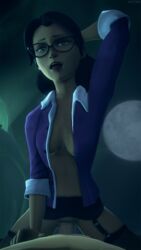 1boy 1girls female_on_top female_penetrated glasses miss_pauling moon myztsfm nipples_covered source_filmmaker tagme team_fortress_2 unbuttoned_shirt