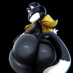 anthro ass black_background black_body blue_eyes eye_contact fat_ass furry huge_ass large_ass looking_at_viewer looking_back male_focus male_only morgana_(persona) nathanatwar persona persona_5 solo_male standing tail thick_ass thick_thighs thighs two_tone_body whateverdoes wide_hips