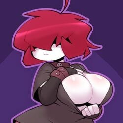 2021 aged_up big_breasts bigdad breasts cleavage clothing female female_focus female_only gaz_membrane human impossible_opening invader_zim neckwear nickelodeon red_hair solo thicc_gaz white_skin wristwear