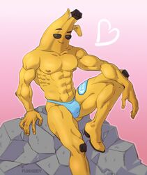 1boy abs anthro banana bulge clothing food_creature fortnite fortnite:_battle_royale funkboy male male_nipples male_only male_thong masculine muscles muscular_male pecs peely posing smile smooth_skinned_male softcore solo thong topless underwear video_games yellow_skin