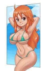 big_breasts bikini bikini_bottom female female_only micro_bikini nami no_pants one_piece ruruduu