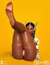 3d big_breasts black_hair blizzard_entertainment breasts busty dark-skinned_female dark_skin female female_focus female_only hourglass_figure indian indian_female long_hair milapone orange-tinted_eyewear overwatch pose posing solo stirrup_legwear symmetra tagme tinted_eyewear visor wide_hips yellow-tinted_eyewear