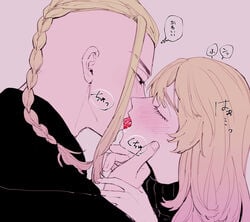 1boy 1boy1girl 1girls blonde_hair blush emma_sano french_kiss french_kissing japanese_text ken_ryuguji kissing making_out pstrhsn straight tokyo_revengers tongue tongue_kiss tongue_out