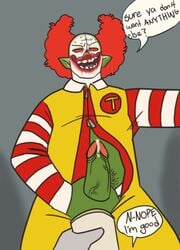 1boy clown_makeup erection fangs gloopfactory madness_combat male male_focus male_only male_solo masturbation mcdonald's precum pubic_hair solo_male tricky_the_clown