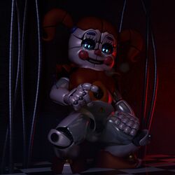 1girls 3d 3d_(artwork) animatronic baby_(fnafsl) blender blender_(software) blue_eyes canon_appearance circus_baby circus_baby_(fnaf) circus_baby_(original) female female_only five_nights_at_freddy's five_nights_at_freddy's:_sister_location full_color green_eyes no_penetration red_hair robot robot_girl solo solo_female zxxxarts