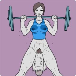 1futa areolae balls big_breasts bottomless breasts casual clothed clothing doomington exercise flaccid futa_only futanari huge_cock human intersex nude pale_skin partially_clothed penis pubic_hair solo sportswear standing sweat uncut weightlifting wii_fit wii_fit_trainer