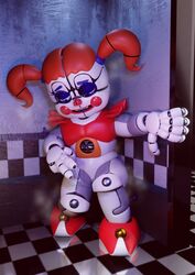 3d 3d_(artwork) animatronic baby_(fnafsl) blender blender_(software) blue_eyes bottomless canon_appearance circus_baby circus_baby_(fnaf) circus_baby_(original) eyes female fingering fingering_self five_nights_at_freddy's five_nights_at_freddy's:_sister_location full_color green hair masturbation no_penetration red robot robot_girl robot_humanoid solo solo_female zxxxarts