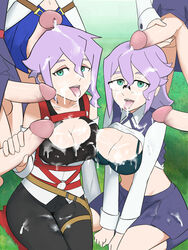 2girls 5futas big_breasts big_penis breasts bukkake cleavage clothed clothed_sex croix_meridies cum cum_in_mouth cum_on_body cum_on_breasts cum_on_clothes cum_on_face duo_focus erection facial female female_focus futa_on_female futa_with_futa futanari gangbang glasses grass green_eyes group group_sex handjob happy happy_sex human kneeling light-skinned_female light-skinned_futanari light_skin little_witch_academia oksandio orgy outside pale_skin penis purple_hair sitting skirt smile studio_trigger surrounded_by_penises thick_thighs tongue tongue_out wide_hips