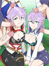 2girls 5futas big_breasts big_penis breasts bukkake cleavage clothed clothed_sex croix_meridies cum cum_in_mouth cum_on_body cum_on_breasts cum_on_clothes cum_on_face cum_swallow duo_focus erection facial female female_focus futa_on_female futa_with_futa futanari gangbang glasses grass green_eyes group group_sex handjob happy happy_sex heart human kneeling light-skinned_female light-skinned_futanari light_skin little_witch_academia oksandio orgy outside pale_skin penis purple_hair sitting skirt smile studio_trigger surrounded_by_penises swallowing swallowing_cum thick_thighs wide_hips