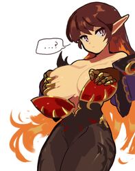 1girls artist_request breasts brown_hair covering_breasts dnf dungeon_and_fighter dungeon_fighter_online hair_highlights thick_thighs transcendent_nornil