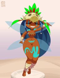 animated big_hips body_paint capy_diem cartoony dancing dark-skinned_female dark_skin hips holly_luya_(rayman) naked nonchalant nymph_(rayman) rayman_(series) rayman_origins samba smile smiling ubisoft