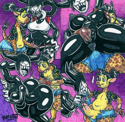 anthro anus ass big_ass big_breasts big_butt black_body black_skin bodily_fluids bottomwear breast_grab breasts bulge cleavage clothed clothed/nude clothed_male_nude_female clothing duo erection female finger_fuck fingering genital_fluids genitals giraffe giraffid hair_over_eyes hand_on_breast hi_res high-angle_view horn humanoid humanoid_genitalia humanoid_penis jacket long_neck low-angle_view male male/female mammal monster monstrous_humanoid nipples nude parasitedeath partially_clothed penis presenting presenting_pussy pussy pussy_juice sequence sharp_teeth shirt shorts shorts_down size_difference slightly_chubby spots tank_top teeth thick_thighs tongue tongue_out topwear torn_bottomwear torn_clothing torn_shorts under_boob vaginal_penetration