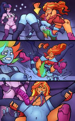 abs big_breasts biting_panties comic defeated equestria_girls female_only huge_strap-on human human_only humanized imminent_rape imminent_sex markydaysaid my_little_pony rainbow_dash_(mlp) sci-twi sex_fight smooth_skin sunset_shimmer trembling twilight_sparkle_(mlp) wrestling