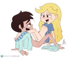 1boy 1boy1girl 1girls 2d breasts breasts_out color cute eye_contact flat_chest human leaning_back legs_on_shoulders looking_pleasured loving_it marco_diaz narrowed_eyes on_model open_mouth orgasm_face pajamas pointed_feet sex shirt_up skinny smile star_butterfly star_vs_the_forces_of_evil stockings thin tiny_waist toes_scrunch vaginal_penetration vsdrawfag