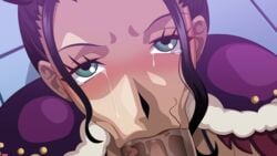 1boy 1girls :>= blowjob blowjob_face blush crying crying_with_eyes_open eye_contact fellatio fellatio_gesture female kangoku_senkan long_hair looking_at_viewer male murakami_teruaki murakami_teruaki_(style) nico_robin one_piece oral penis rape saliva stevechopz stray_pubic_hair tears uncensored vacuum_fellatio