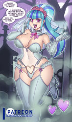 1girls big_breasts blue_hair breasts bridal_lingerie equestria_girls eye_contact female female_only friendship_is_magic gloves hasbro large_breasts lingerie long_hair looking_at_viewer my_little_pony nauth nauth_le_roy navel purple_eyes solo sonata_dusk speech_bubble standing text the_dazzlings thick_thighs thighhighs thighs two_tone_hair wide_hips