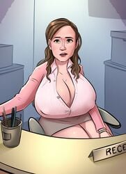 1girls alternate_breast_size big_breasts big_hips big_thighs breasts caiman2 cleavage emmabrave erect_nipples female female_focus female_only hourglass_figure huge_breasts huge_hips huge_thighs hyper hyper_breasts nipple_bulge nipples_visible_through_clothing office office_lady pam_beesly real_person skirt the_office wide_hips