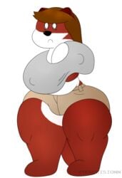 1girls anthro ass brown_fur brown_hair fat female female_focus female_only furry hips holding_breast large_ass nipple_bulge short_shorts shortstack tail terebision thick_thighs thighs transparent_background weasel white_eyes wide_hips