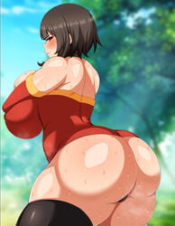 1girls alternate_breast_size angry ass big_ass big_breasts big_penis black_hair black_panties black_thighhighs blush bubble_ass bubble_butt female high_resolution huge_ass huge_breasts huge_cock kono_subarashii_sekai_ni_shukufuku_wo! large_ass long_hair looking_back megumin panties red_eyes rinsu standing thick_ass thick_thighs thighhighs tight_clothing tight_underwear underwear upskirt veiny_penis wide_hips