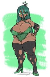 1girls 2020 artist_signature ass big_ass big_breasts big_thighs black_armwear bottom_heavy bottomwear breasts choker cleavage clothed curvaceous curvy curvy_body curvy_female curvy_figure curvy_hips dark-skinned_female doodle earrings fat_ass female female_focus front_view green_eyes green_leotard hair_between_eyes hands_on_hips high_heels huge_ass huge_breasts humanized leotard little_hareboy looking_away my_little_pony my_little_pony_friendship_is_magic pose queen_chrysalis_(mlp) ripped_clothing shortstack simple_background sketch solo solo_focus tattered_clothing teal_hair thick thick_ass thick_thighs thighhighs topwear torn_gloves very_long_hair voluptuous white_background wide_hips