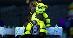 2boys 3d animatronic bear big_penis blue_eyes brown_skin five_nights_at_freddy's five_nights_at_freddy's_2 gay genitals golden_freddy golden_freddy_(fnaf) grabbing_penis half-closed_eyes hand_on_penis handjob ingame_model looking_down male_only nsfwfrasty21 on_table penis robot robot_penis sitting_on_lap tagme withered_freddy yellow_skin